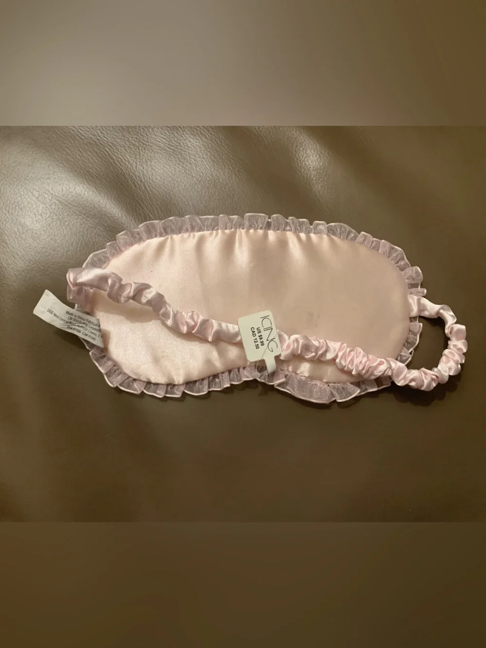 Icing Pink Satin Ruffled Sleep Eye Mask “WAKE ME FOR PROSECCO”